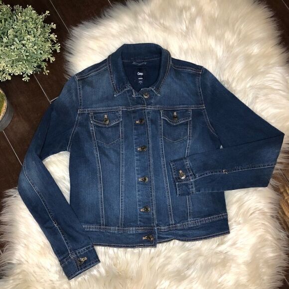 Gap denim dark washed jean jacket sz small - Picture 1 of 9